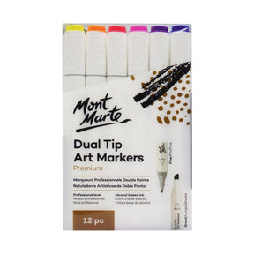 Dual Tip Alcohol Art Markers Premium 12pcs - Mont Marte - Glowish