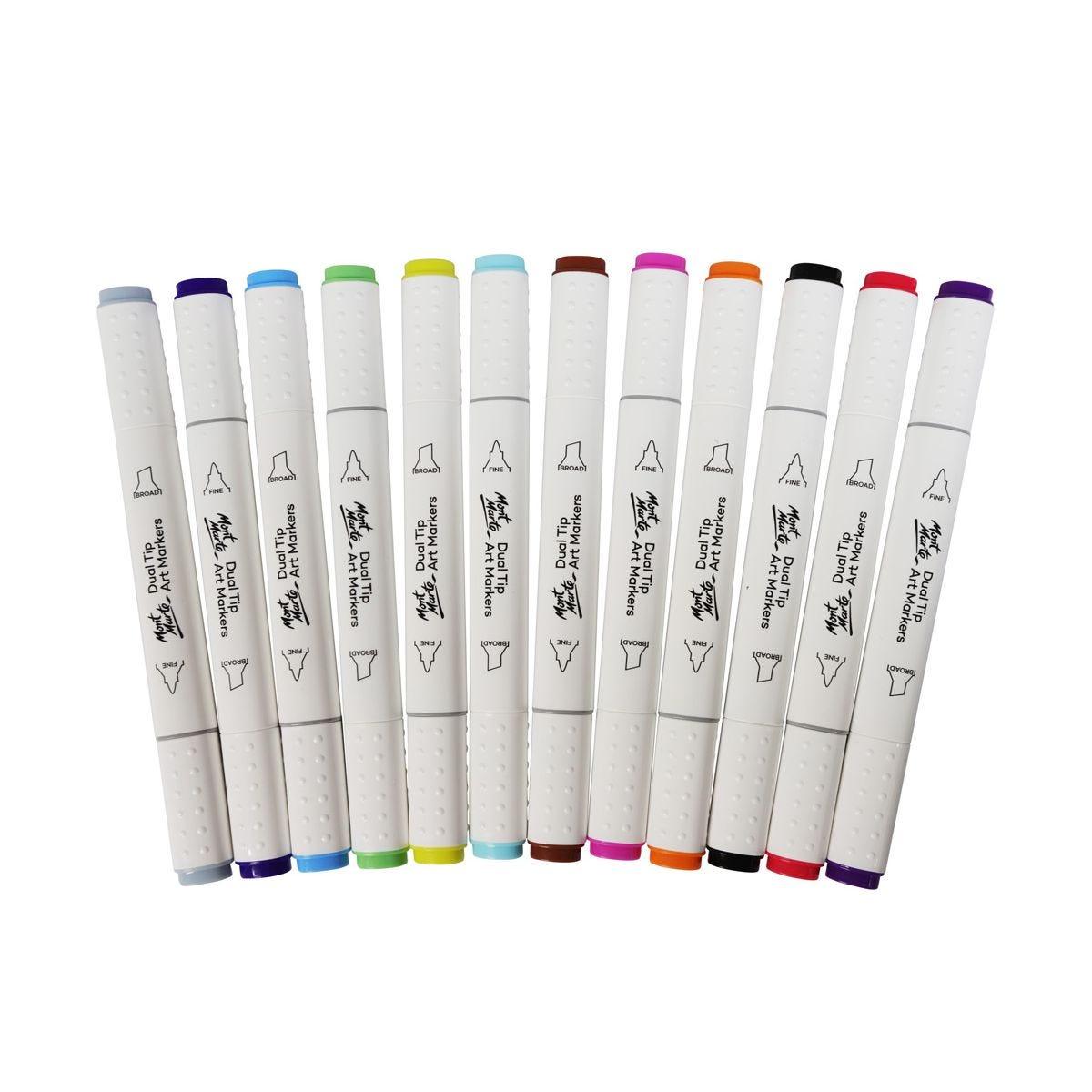 Dual Tip Alcohol Art Markers Premium 12pcs - Mont Marte - Glowish