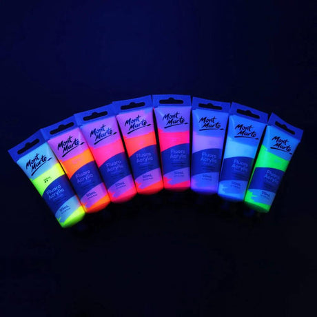 Fluoro Acrylic Paint Premium 50ml (1.7 US fl.oz) Tube - Green - Mont Marte - Glowish