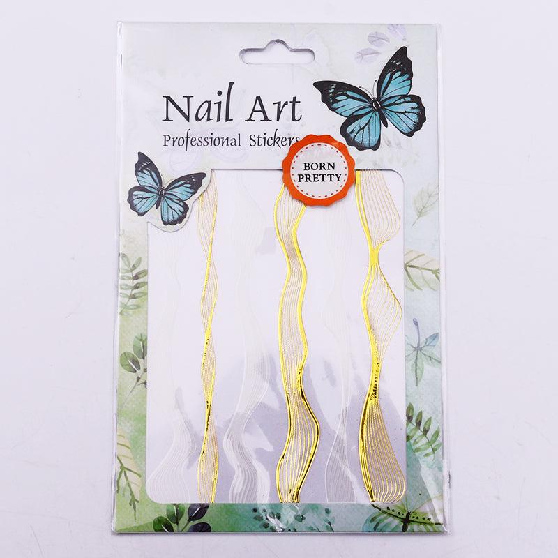 Gold Metal Wave Strip 3D Black Silver Lines Transfer Sticker Decoration Tool - Glowish