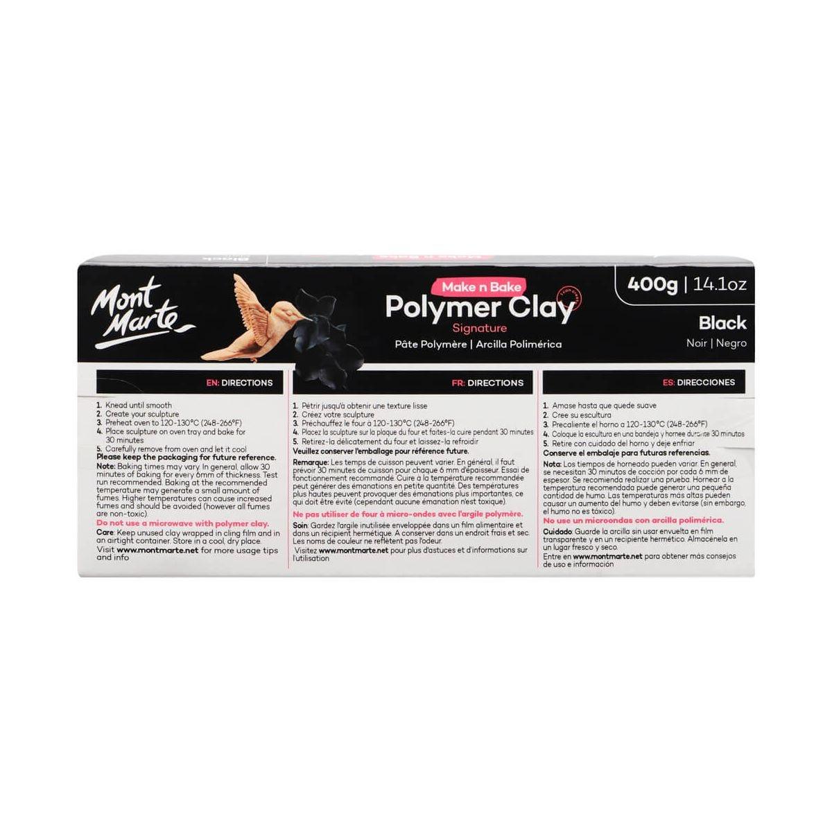 Make n Bake Polymer Clay Signature 400g (14.1oz) - Black Mont Marte - Glowish