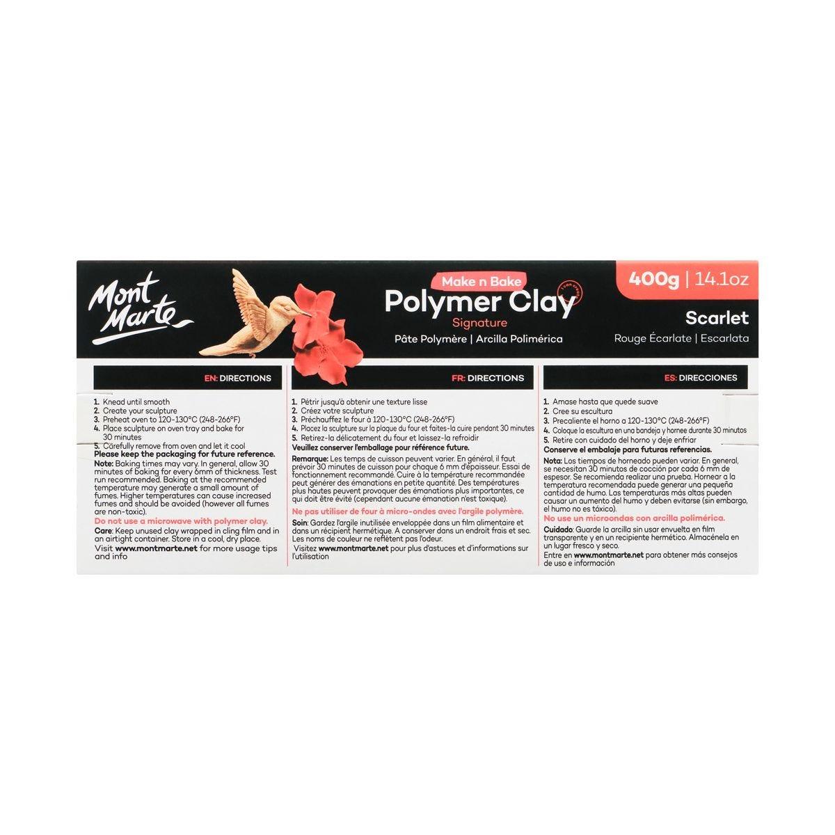 Make n Bake Polymer Clay Signature 400g (14.1oz) - Scarlet Mont Marte - Glowish