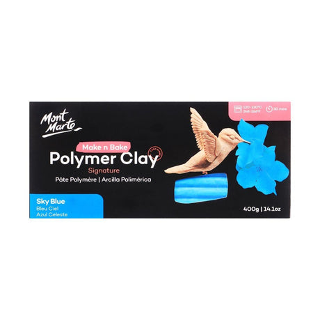 Make n Bake Polymer Clay Signature 400g (14.1oz) - Sky Blue Mont Marte - Glowish