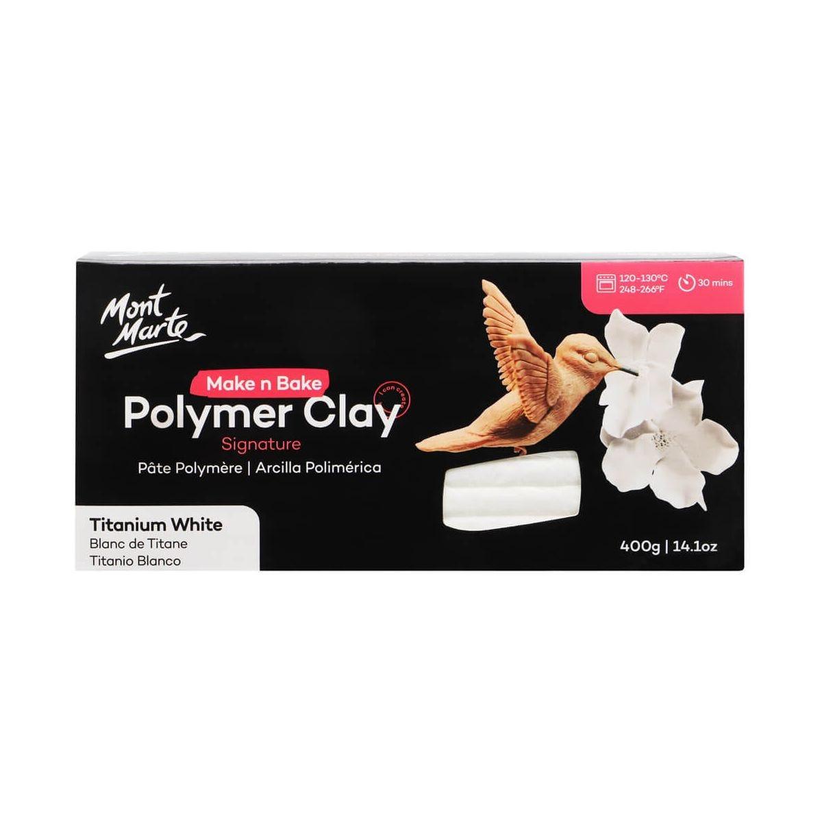 Make n Bake Polymer Clay Signature 400g (14.1oz) - Titanium White Mont Marte - Glowish