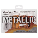 Metallic Acrylic Paint Set 4pc x 50ml - Mont Marte - Glowish