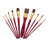 Mixed Bristle Brush Set Wallet 11pce - Watercolour - Glowish