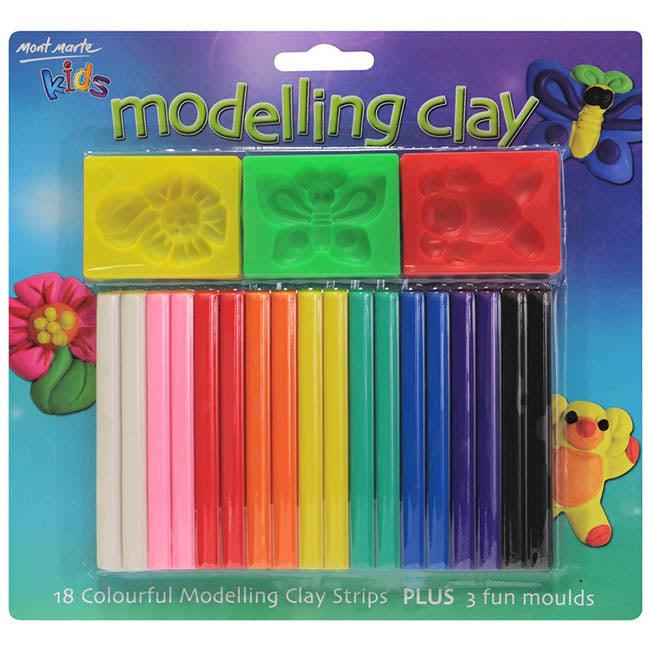 Mont Marte 21pcs Kids Colour Modelling Clay Set With Moulds - Glowish