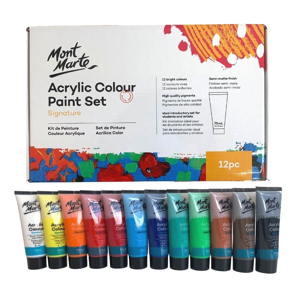Mont Marte Acrylic Colour Paint Set 12pcS x 75ml - Glowish
