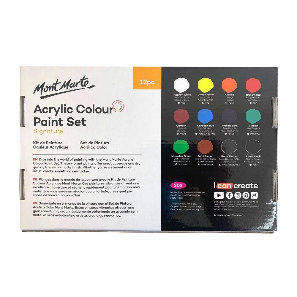 Mont Marte Acrylic Colour Paint Set 12pcS x 75ml - Glowish