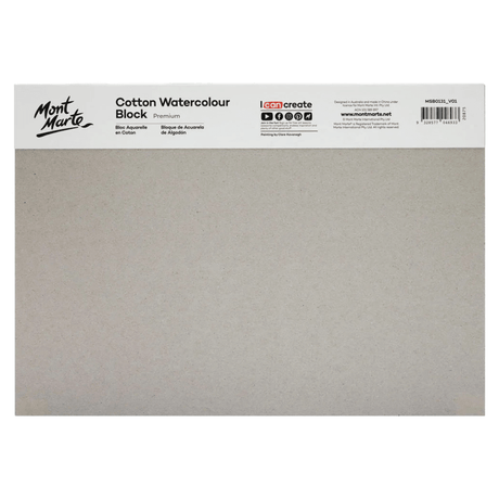 Mont Marte Cotton Watercolour Paper Block Premium 300gsm A4 - 12 Sheets - Glowish