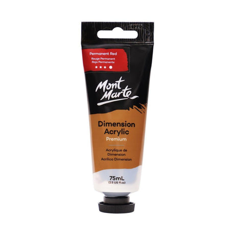 Mont Marte Dimension Acrylic Premium 75ml Tube - Permanent Red - Glowish