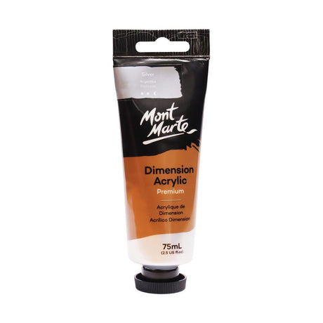 Mont Marte Dimension Acrylic Premium 75ml Tube - Silver - Glowish