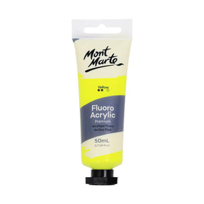 Mont Marte Fluoro Acrylic Paint Premium 50ml Tube - Yellow - Glowish