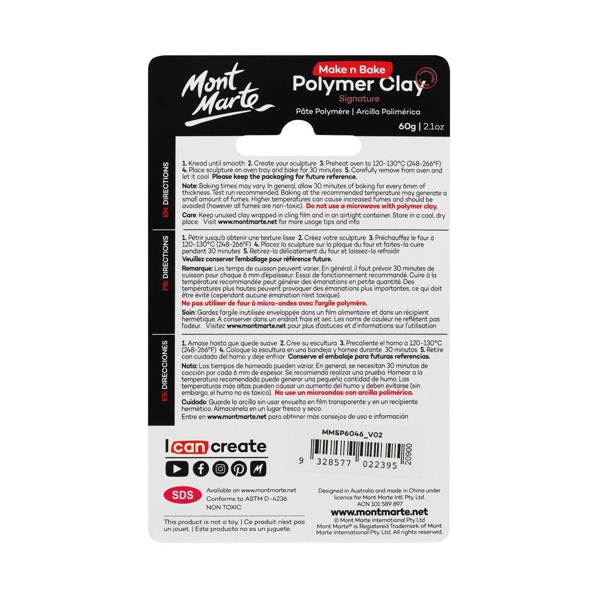 Mont Marte Make n Bake Polymer Clay Signature 60g - Coral - Glowish