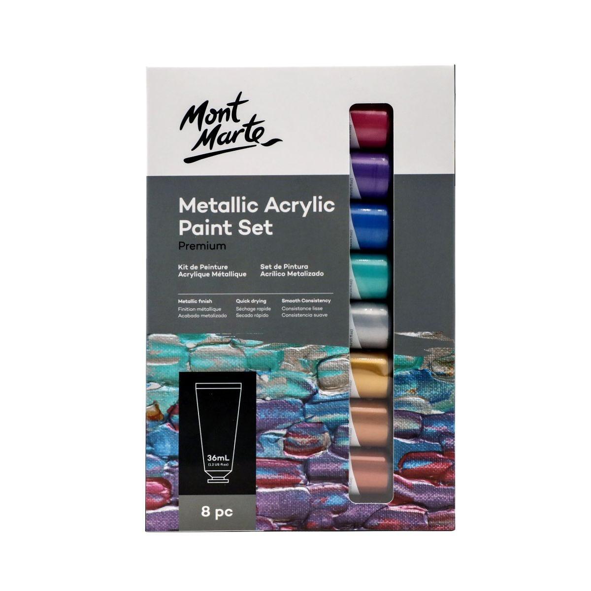 Mont Marte Metallic Acrylic Paint Set 8pcs x 36ml.