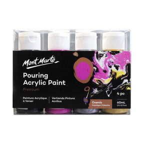 Mont Marte Pouring Acrylic Paint Set Premium 4pcs x 60ml (2oz) - Cosmic - Glowish