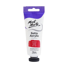 Mont Marte Satin Acrylic Paint Tube 75ml - Crimson Red - Glowish