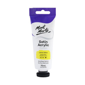 Mont Marte Satin Acrylic Paint Tube 75ml - Lemon Yellow - Glowish