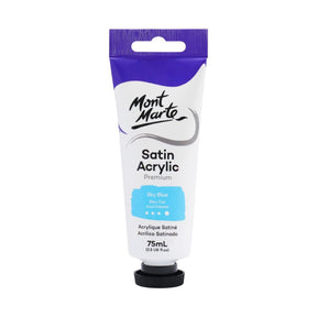 Mont Marte Satin Acrylic Paint Tube 75ml - Sky Blue - Glowish