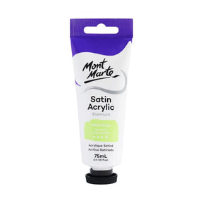 Mont Marte Satin Acrylic Paint Tube 75ml - Yellow Green - Glowish