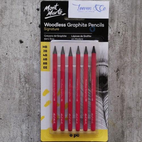 Mont Marte Woodless Graphite Pencils 6pcs - Glowish