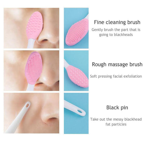 Nose Clean Blackhead Removal Silicone Brush Tool - Pink - Glowish