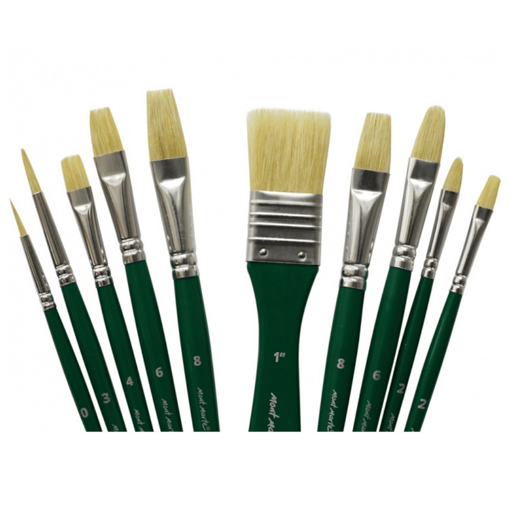Oil Brush Set 11pcs in Wallet Hog Bristles Brushes Acrylic Painting - Glowish