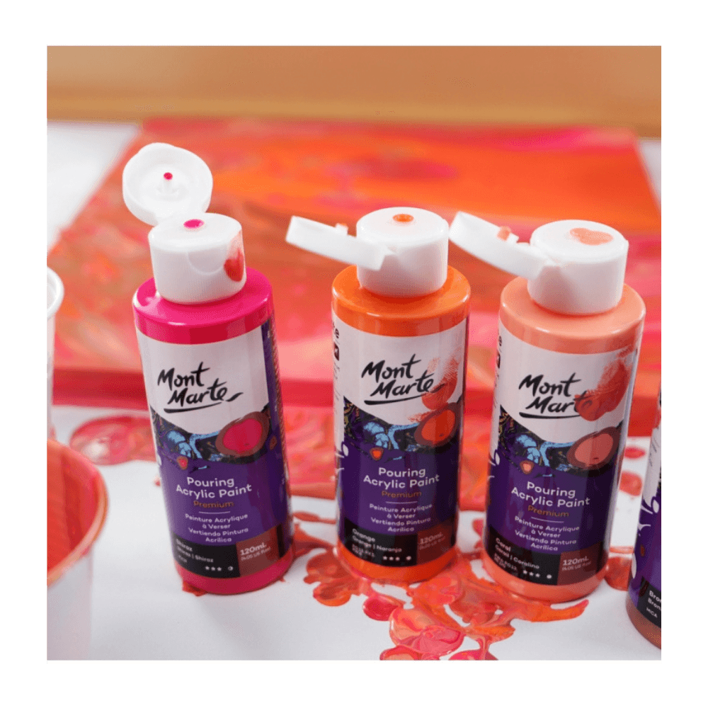 Pouring Paint Kit - Premium Acrylic Paint Set 4x120ml Coral - Glowish