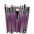 Professional 15 Pcs Cosmetic Makeup Brush Set - Black & Purple.