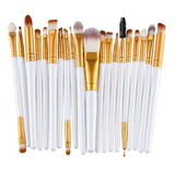 Professional 15 Pcs Cosmetic Makeup Brush Set - Gold & White.