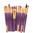 Professional 15 Pcs Cosmetic Makeup Brush Set - Purple.