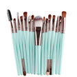 Professional 15 Pcs Cosmetic Makeup Brush Set - Rose Gold & Light Green.