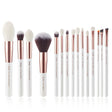 Professional Rose-Gold/White Makeup Brushes Set 15 Pcs - Glowish