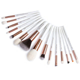 Professional Rose-Gold/White Makeup Brushes Set 15 Pcs - Glowish