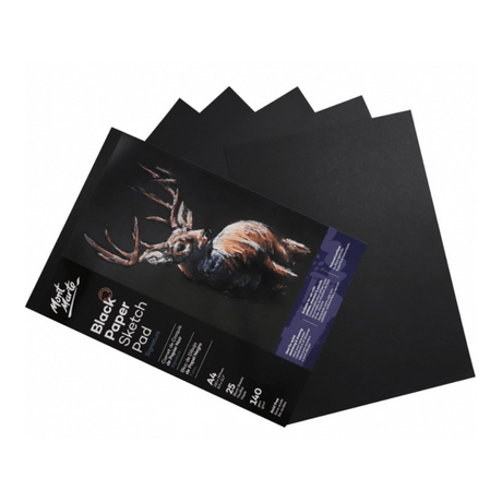 Signature Black Paper Sketch Pad 140gsm A4 25 Sheet - Glowish