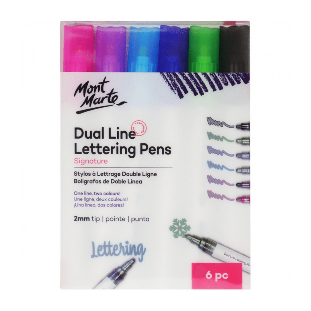 Signature Dual Line Lettering Pens 2mm (0.08in) Tip 6pc - Glowish