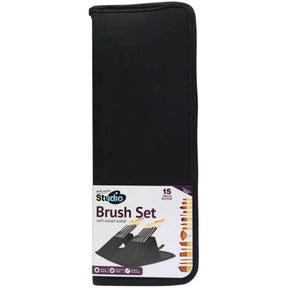 Studio Brush Set In Easel Wallet 15pc - Mont Marte - Glowish
