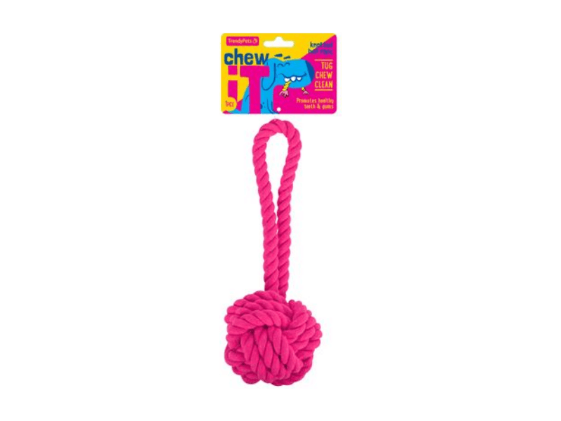 TrendyPets knotted ball rope chew Pink - Glowish