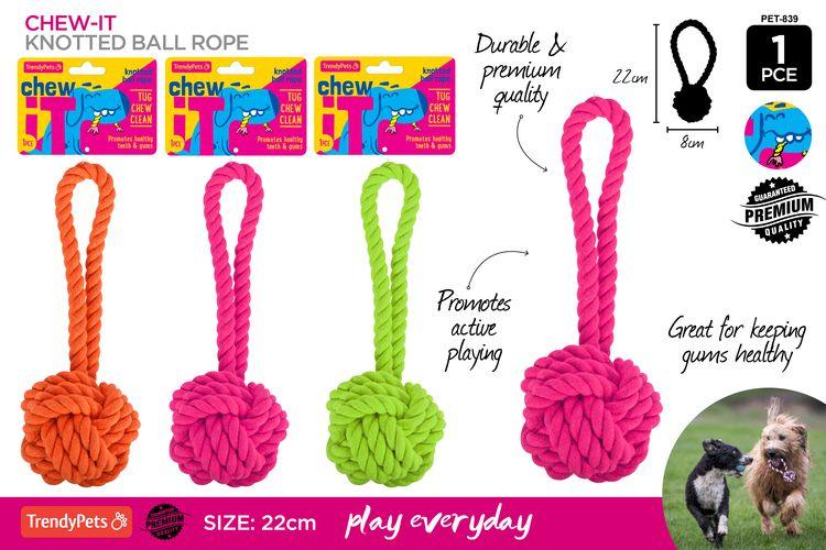TrendyPets knotted ball rope chew Pink - Glowish