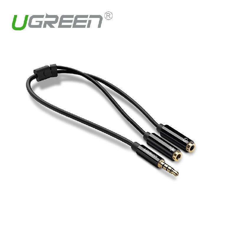 Ugreen 3.5mm Aux Stereo Audio Splitter Cable with Braid 20cm (Black) - Glowish