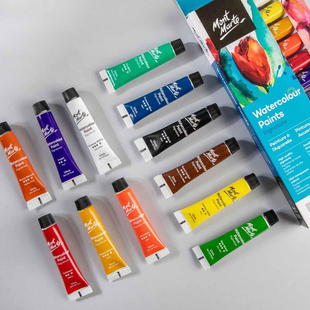 Watercolour Paints Signature 12pc x 12ml - Mont Marte - Glowish