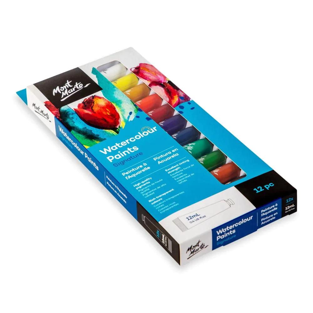 Watercolour Paints Signature 12pc x 12ml - Mont Marte - Glowish