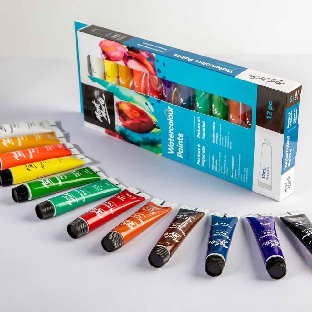 Watercolour Paints Signature 12pc x 12ml - Mont Marte - Glowish