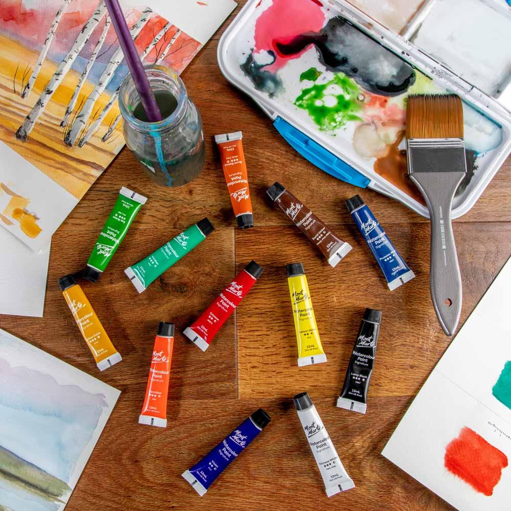 Watercolour Paints Signature 12pc x 12ml - Mont Marte - Glowish